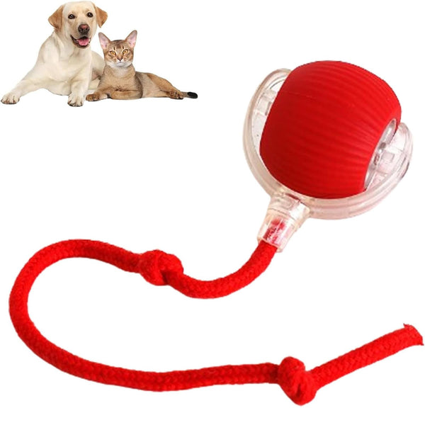 Interactive Rolling Dog Ball, Interactive Rolling Ball Dog Toy, Chewie Viral Rolling Ball, Active Rolling Ball for Dogs, 360° Smart Automatic Rolling Pet Ball (Red)