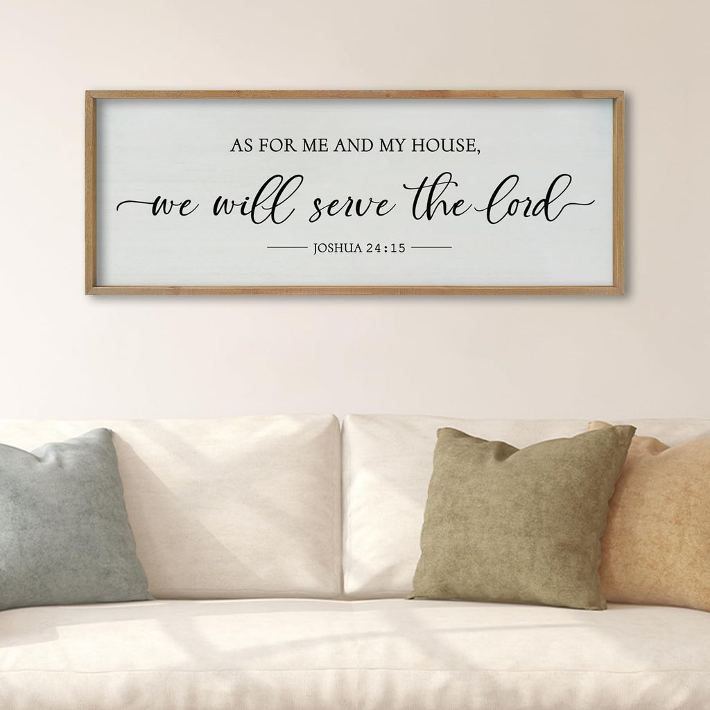 SRSZHIYUE Bible Verse Wall Decor As For Me And My House We Will Serve The Lord Sign 40"×15" Religious Christian Home Religious Prayer Catholic Rustic Living Room Hanging Wall Art (Wood)