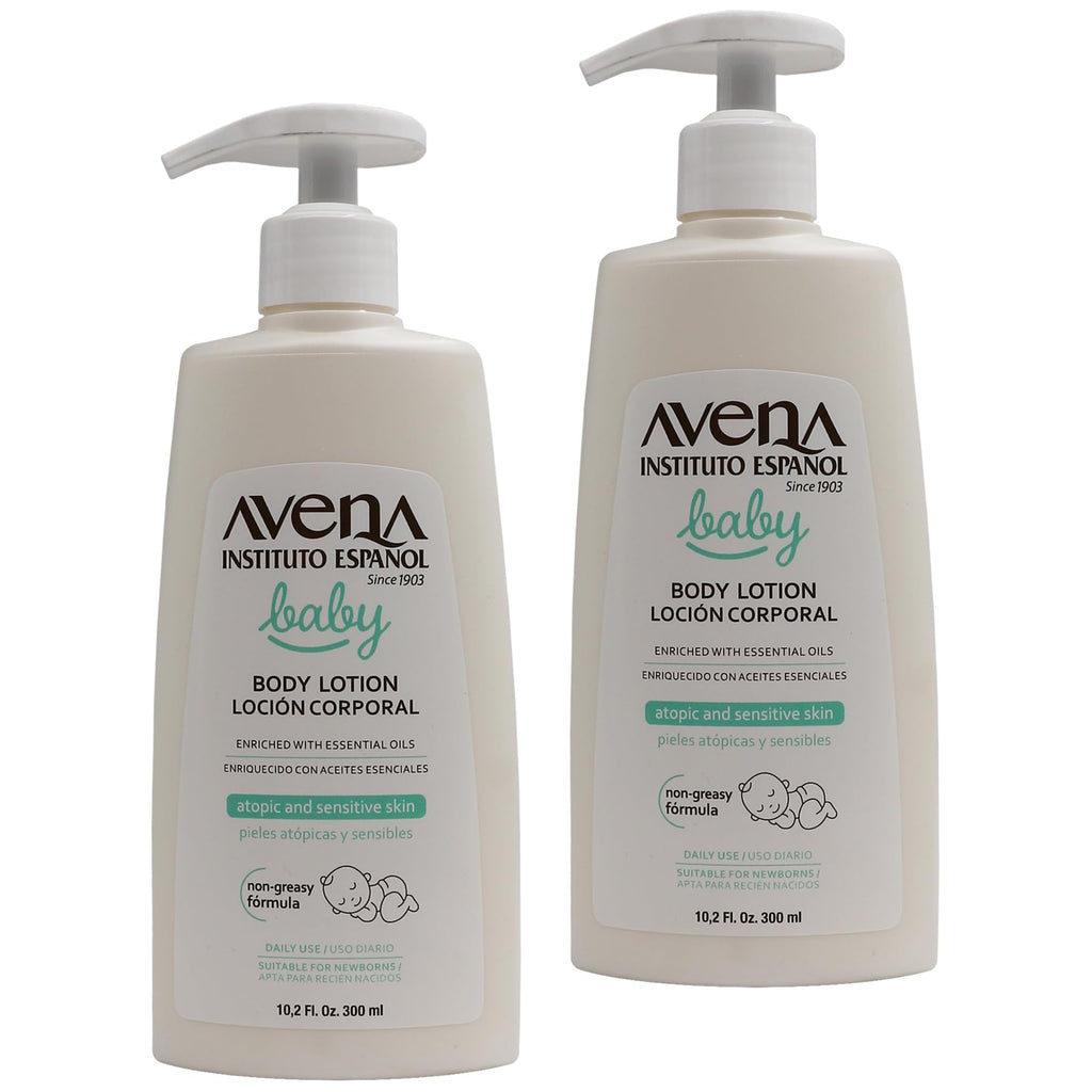 Avena Instituto Espanol Baby Body Lotion, Daily Moisturizing Cream, Sensitive Skin, Baby Cream, 2-Pack, 10.2 FL Oz Each, 2 Bottles.