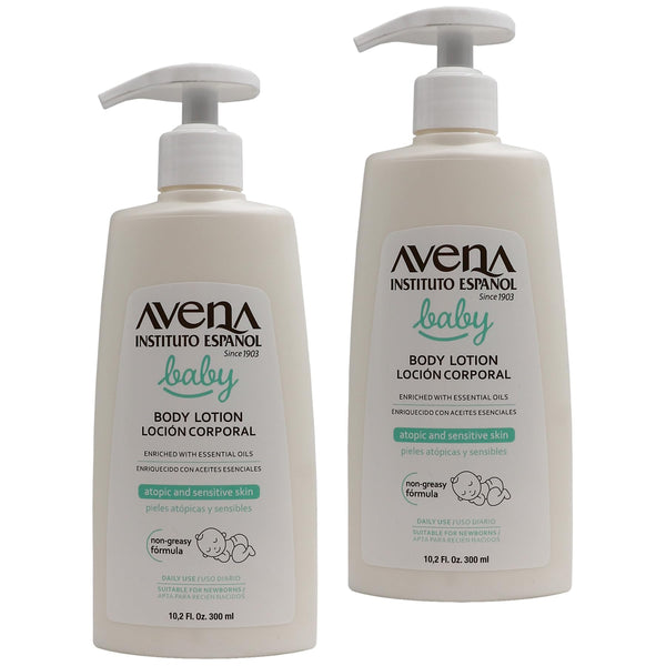 Avena Instituto Espanol Baby Body Lotion, Daily Moisturizing Cream, Sensitive Skin, Baby Cream, 2-Pack, 10.2 FL Oz Each, 2 Bottles.
