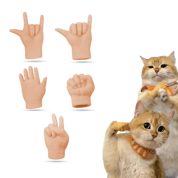 RYAOLFLY Mini Hands for Cats, Mini Human Hands for Cats Hands Cat Toy, Funny Tiny Hands for Cat, Finger Gloves for Cats.
