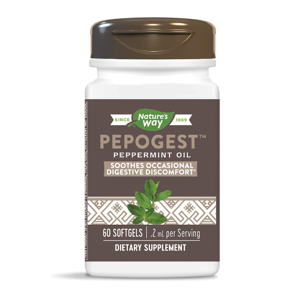 Nature's Way Pepogest Peppermint Oil, Soothes Occasional Gastrointestinal Discomfort*, Enteric Coating, 60 Softgels (Packaging May Vary)