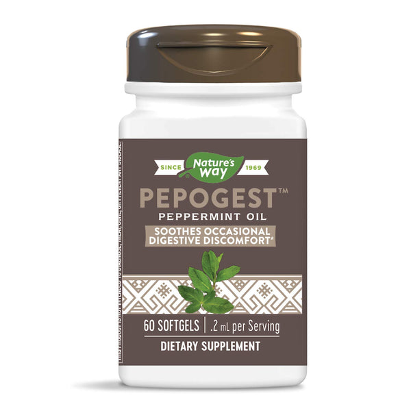Nature's Way Pepogest Peppermint Oil, Soothes Occasional Gastrointestinal Discomfort*, Enteric Coating, 60 Softgels (Packaging May Vary)