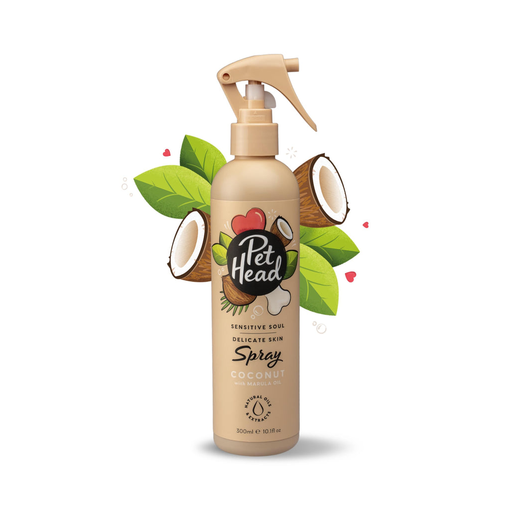 Pet Head Sensitive Soul Dog Deodorizer Spray | Coconut Scent | Professional Waterless Pet Grooming Spray for Dogs with Sensitive Skin | Vegan | Gentle Formula for Puppies | Made in USA | 10.1 fl. oz.