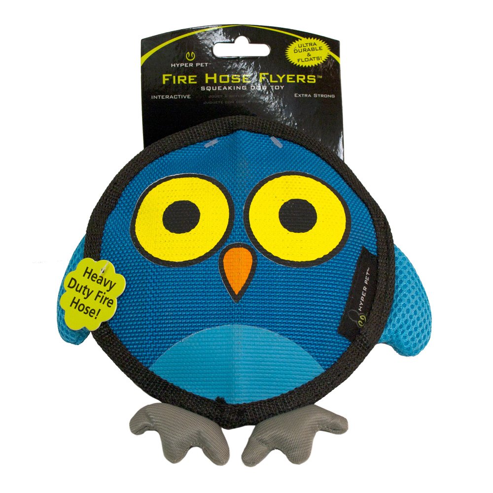 Hyper Pet Firehose Flyers Owl Durable Squeaky Dog Toy Grey 7.5 x 1.2 x 8.2 inches