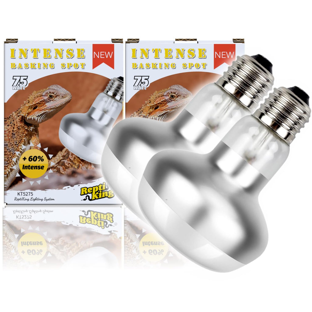 ReptiKing Reptile Heat Lamp, 2 Pack 75W Intense Basking Bulbs Light for Reptiles, UVA Daylight Basking Light for Bearded Dragon, Lizard, Gecko,Turtle, Reptile Heat Bulb