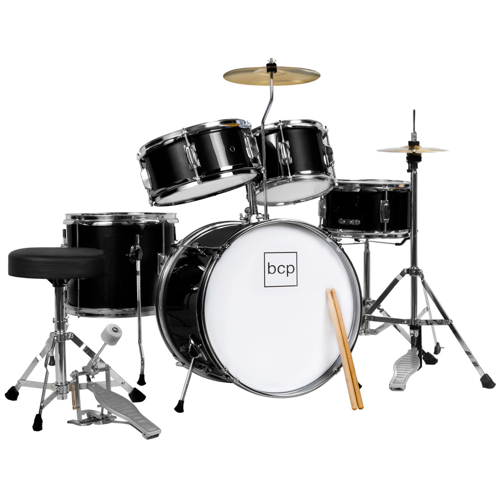 Best Choice Products Kids 5-Piece Beginner Drum Set Junior Kit, Starter Percussion w/Cymbals, Pedal, Drumsticks, Stool, Toms, Snare, Hi Hat - Black