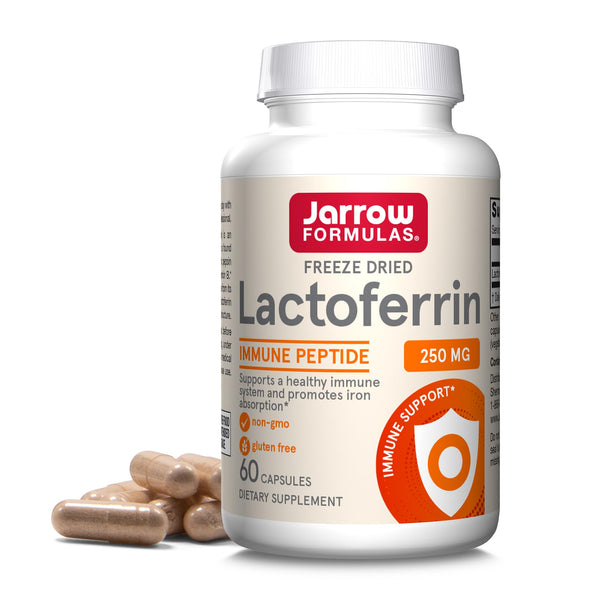 Jarrow Formulas Lactoferrin 250 mg - Immune-Supporting Glycoprotein - For Healthy Immune System Support & Iron Absorption - Freeze Dried - Gluten Free - Non-GMO - 60 Capsules (Servings)