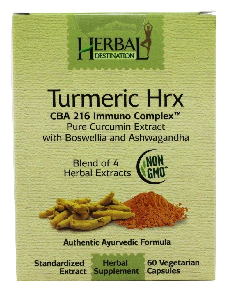 Herbal Destination Turmeric Supplement Hrx - High Potency Immune Support Supplement, Joint Pain Relief with Turmeric Curcumin, Boswellia Extract and Ashwagandha, Veg Caps, Non-GMO - 60 Capsules