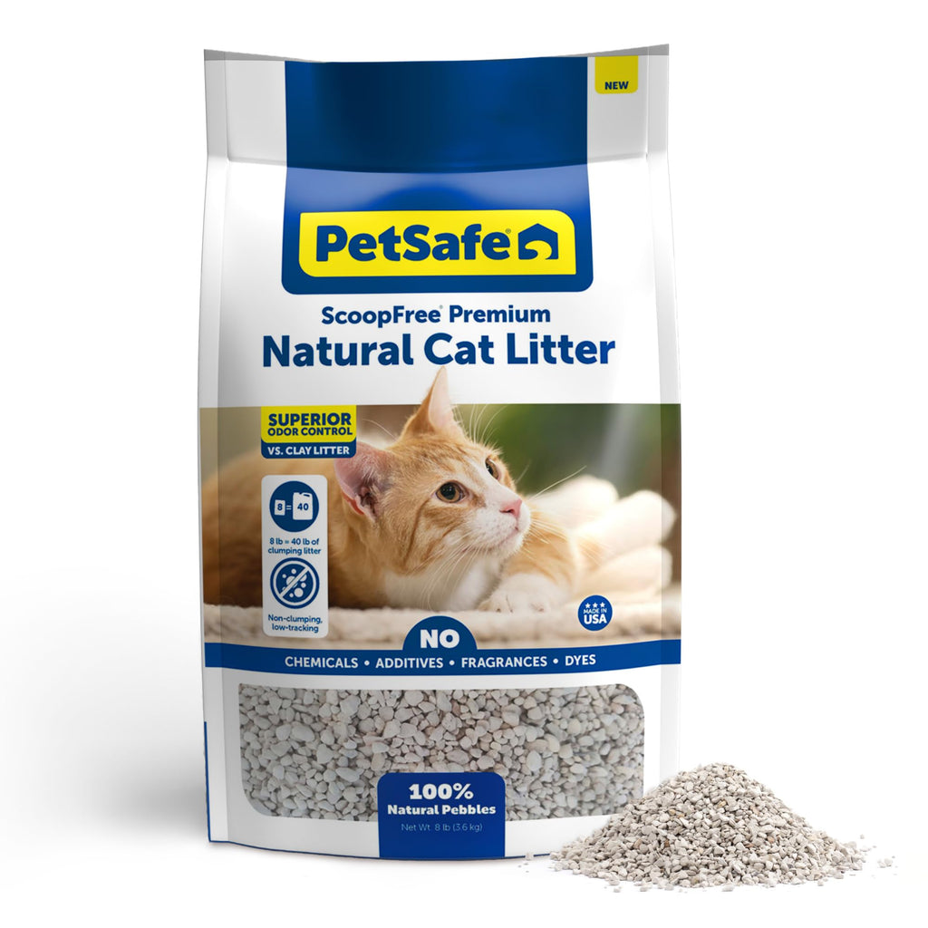 PetSafe ScoopFree Non-Clumping Natural Cat Litter, No Chemicals, Dyes or Fragrances, 8 Lb Bag