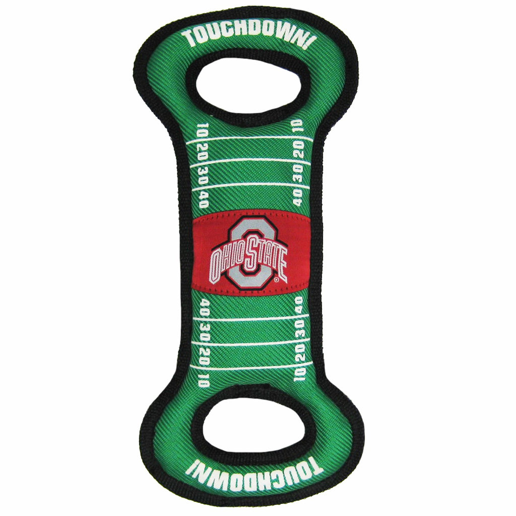 NCAA Football Field DOG TOY with Squeaker. - OHIO STATE BUCKEYES - For Tug, Toss, and Fetch. - Tough& Durable PET TOY