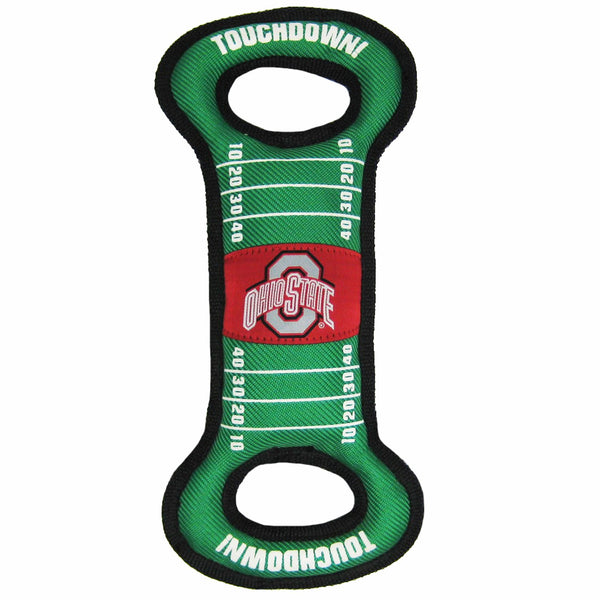 NCAA Football Field DOG TOY with Squeaker. - OHIO STATE BUCKEYES - For Tug, Toss, and Fetch. - Tough& Durable PET TOY