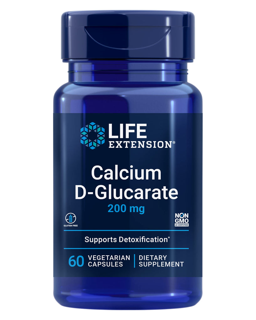 Life Extension Calcium D-Glucarate, 200 mg - Supports Detoxification, Helps Flush Out Unwanted Compounds – Gluten-Free, Non-GMO, Vegetarian – 60 Capsules