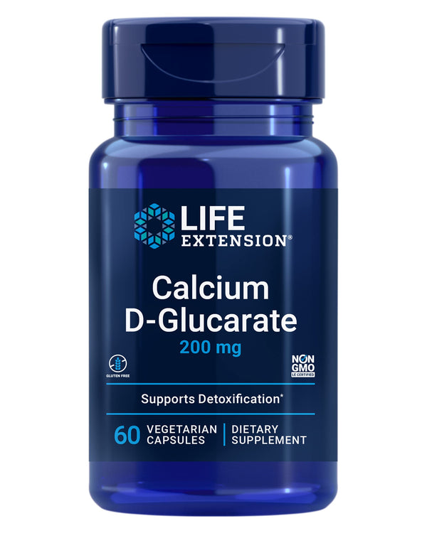 Life Extension Calcium D-Glucarate, 200 mg - Supports Detoxification, Helps Flush Out Unwanted Compounds – Gluten-Free, Non-GMO, Vegetarian – 60 Capsules