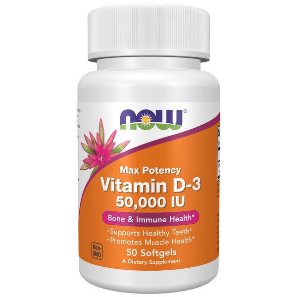 NOW Foods Supplements, Vitamin D-3 50,000 IU Softgels, 50 softgels