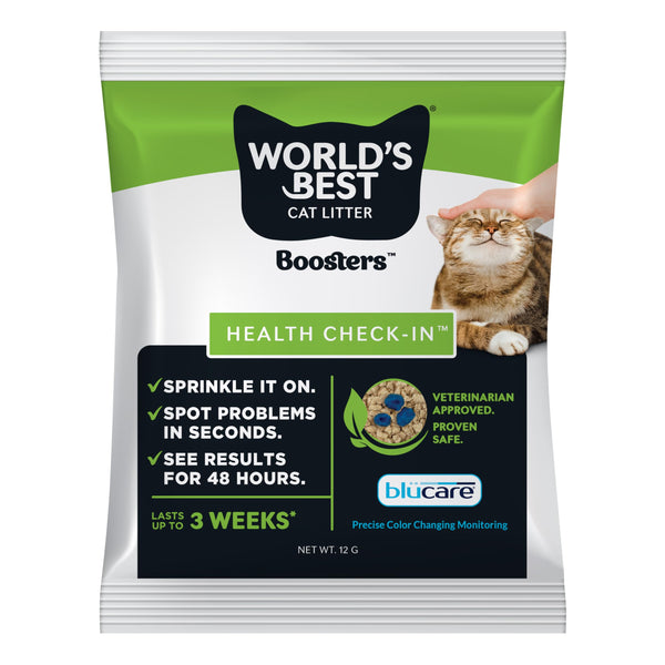 WORLD'S BEST CAT LITTER® Boosters™ Health Check-in™ | Cat Litter Additive for Health Monitoring | UTI Monitoring and Detection with Color Changing Indicator | Home Testing | Vet Approved | 12g