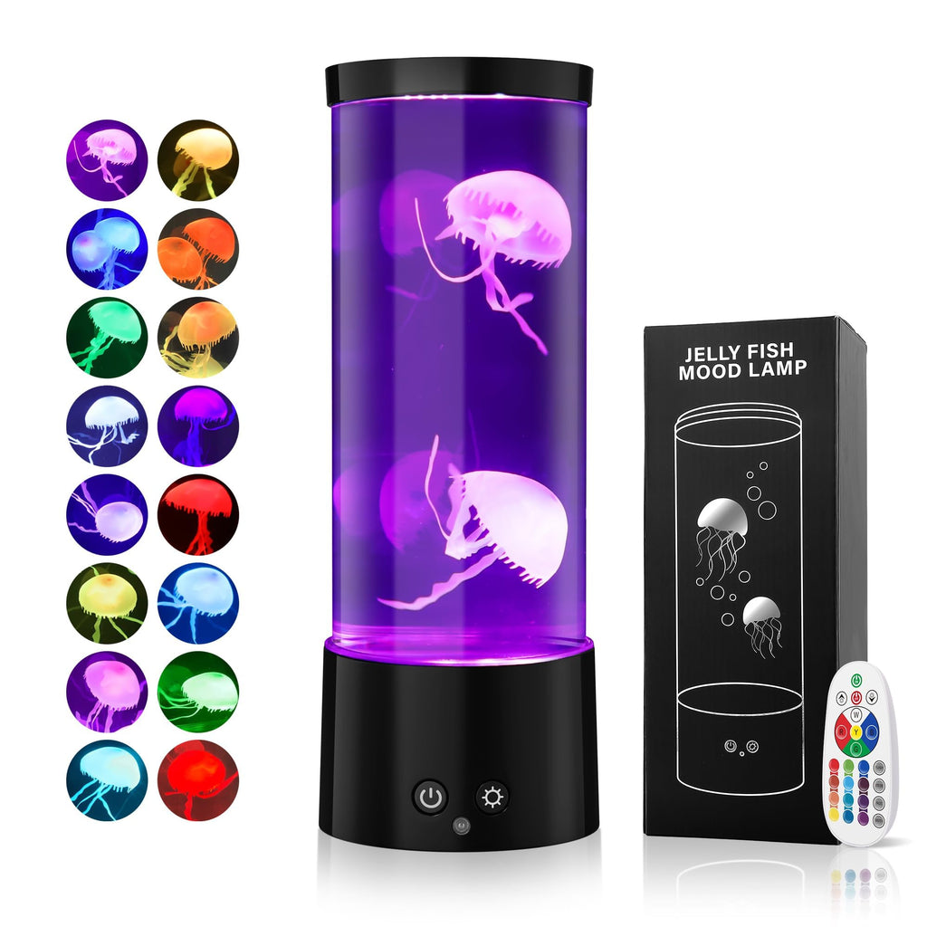 GuardWee Jellyfish Lamp with 17 Light Effects - Mood Table Lamp Night Light with Remote, Jelly Fish Tank Aquarium for Living Room, Christmas Birthday Gifts for Kids