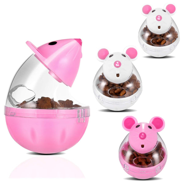 PORTOWN 4 Pcs Cat Food Ball Dispenser, Small Cat Food Balls Slow Feeder Mice Shaped Tumbler Cat Food Toy Cat Treat Toy Feeder Toy for Interactive Training