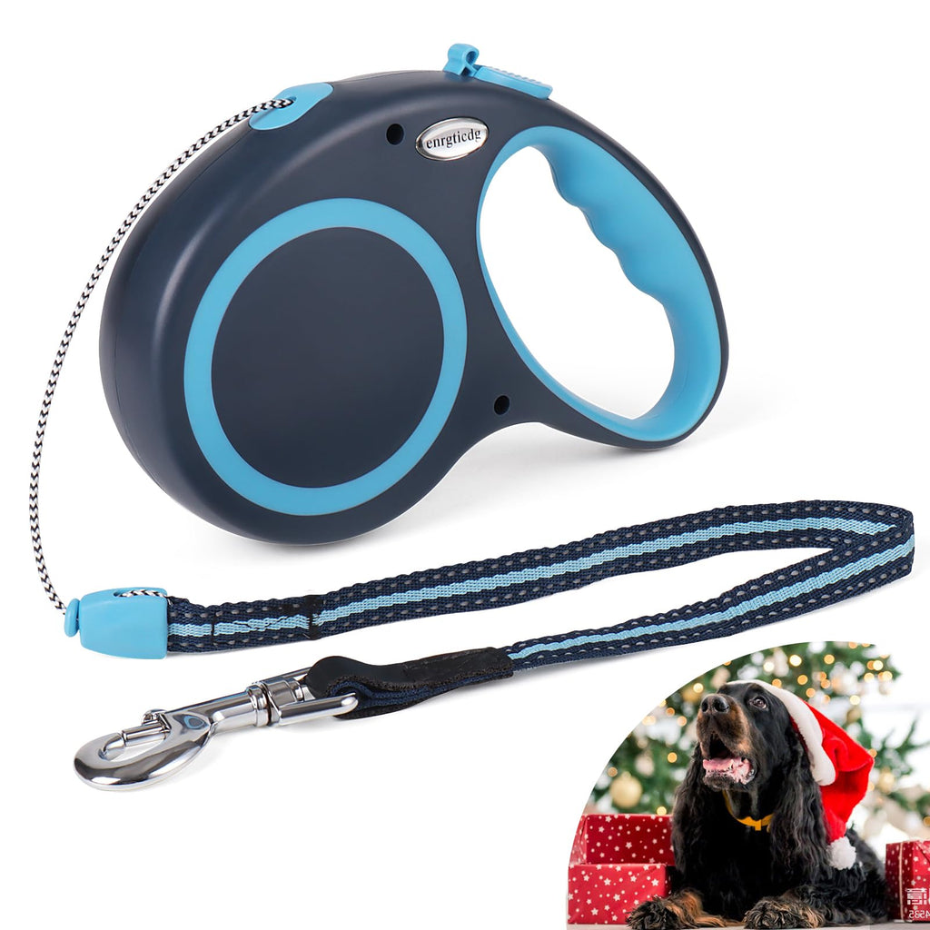Enrgticdg 30Ft Retractable Dog Leash,Heavy Duty Great Leash for Dog up to 77 lbs,Night Reflection,One-Handed Brake, Strong Nylon Tape, Tangle Free,Anti-Slip Rubberized Handle(Cord,Large Size)