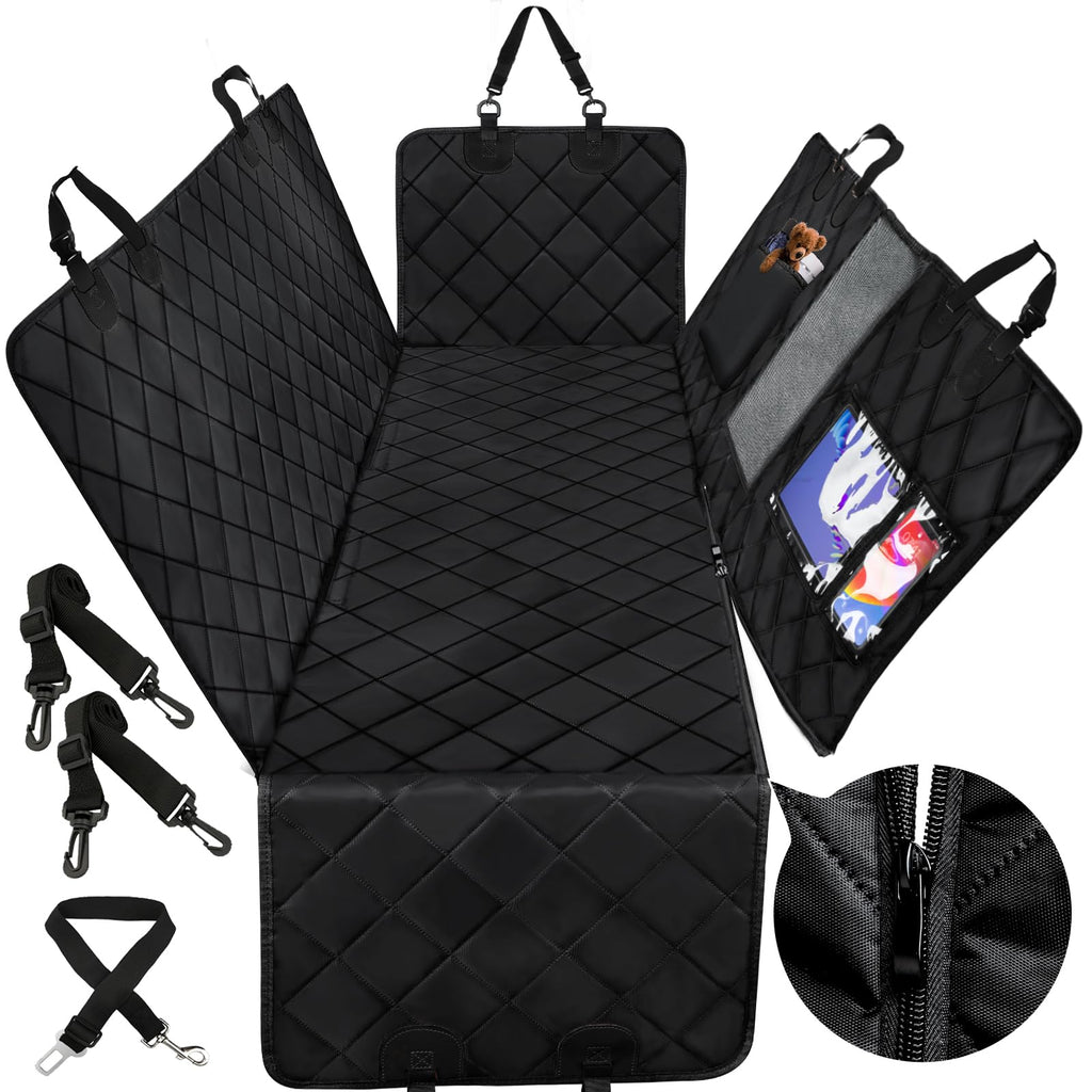 Viretec Dog Car Seat Cover for Back Seat, Dog Seat Cover Waterproof, Durable Scratch Proof, Nonslip Backing and Hammock, 600D Heavy Duty Cars Trucks and SUV Back Seat Cover for Dogs
