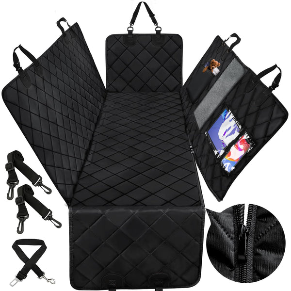 Viretec Dog Car Seat Cover for Back Seat, Dog Seat Cover Waterproof, Durable Scratch Proof, Nonslip Backing and Hammock, 600D Heavy Duty Cars Trucks and SUV Back Seat Cover for Dogs