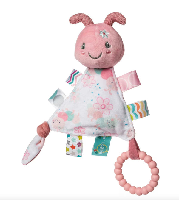 Taggies Teething Toys Baby Rattle Portable Triangle Activity Toy with Sensory Tags, 6-Inches, Camilla Caterpillar