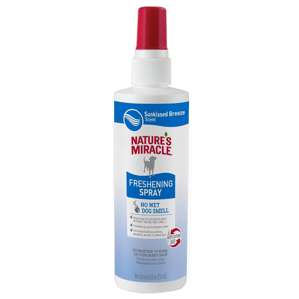 Nature's Miracle Freshening Spray For Dogs Freshens Dog’s Coat Between Baths And Neutralizes Tough Odors With Sunkissed Breeze Scent, 8 Ounces