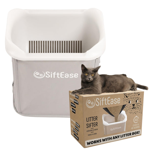 Cat Litter Sifter - SiftEase Sifting Litter Box Cleaner, Fast & Easy Scoop Free Cleaning, Large Sift with Bin for Longer Lasting Litter