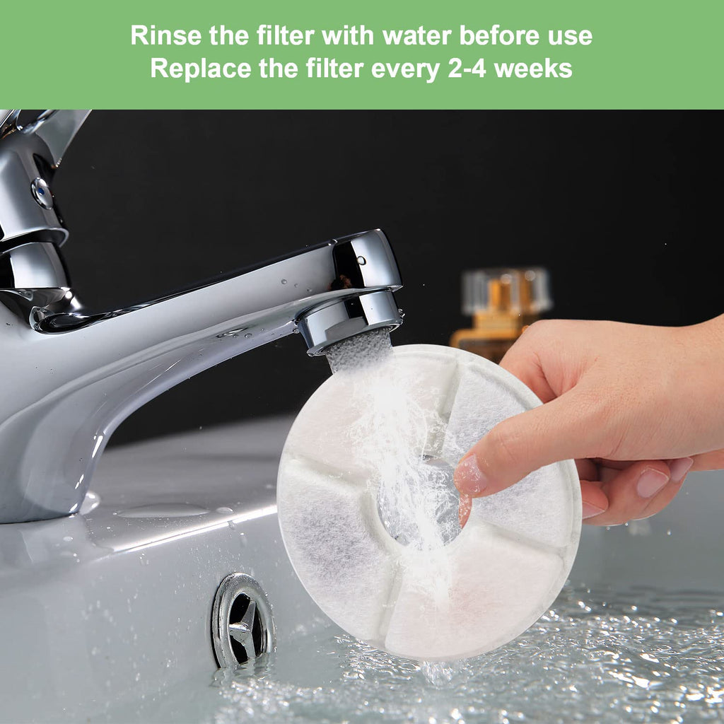 Wonder Creature Cat Water Fountain Filter Replacement, 6/8/12/16/8+4 Pack, Round Carbon Filters for 81oz/2.4L Stainless Steel Top Automatic Pet Fountain (6 Pack)