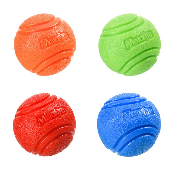 Vitalili Dog Toy Balls, 4 PCS Rubber Ball Set, Chew Resistant, High Bounce, Textured Design for Teeth Cleaning, Dog Training, Small Breeds, 2in/5cm Diameter