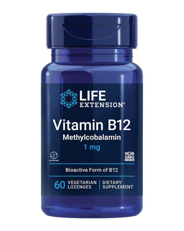 Life Extension Vitamin B12 Methylcobalamin, Nerve Health Supplement, Cognitive Support, Energy Vitamin, methylcobalamin B12, 1 mg, Quick-Dissolving, Vegetarian, 60 lozenges