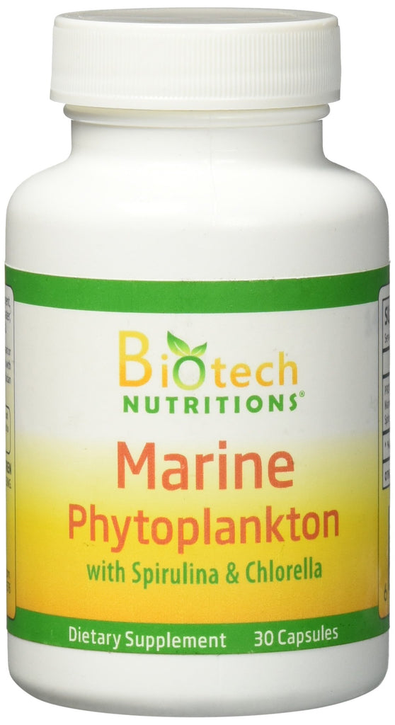 Biotech Nutritions Marine Phytoplankton with Spirulina and Chlorella Vegetable Capsule, 30 Count