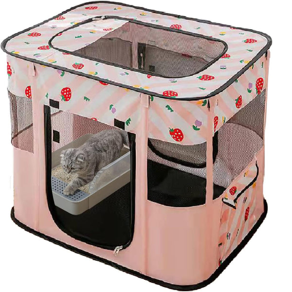 Portable Foldable Pet Playpen Collapsible Crates Kennel Playpen for Dog cat and Rabbit &Travel playpen Outdoor or Indoor (M, Pink)