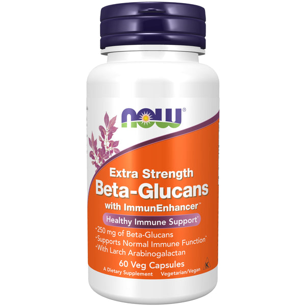 NOW Foods Supplements, Beta-Glucans with ImmunEnhancer™ with Larch Arabinogalactan, Extra Strength, 60 Veg Capsules