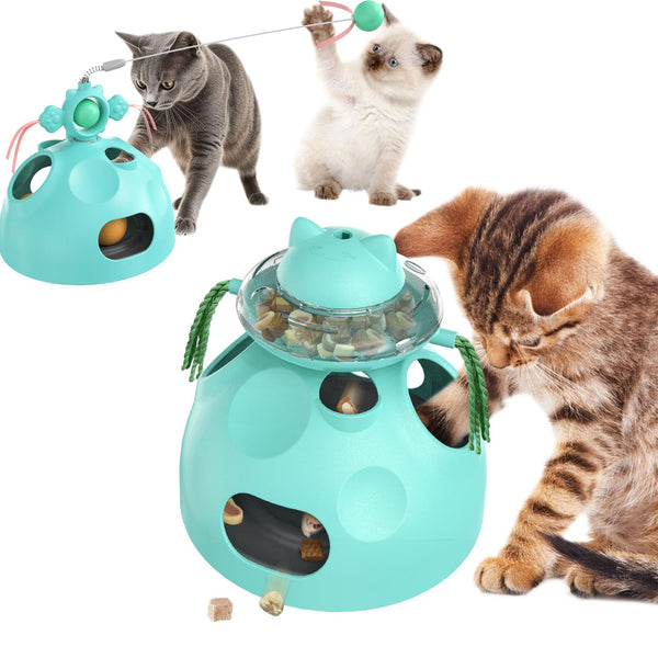 BOUSEPO Interactive Cat Toys for Indoor Cats 4 in 1 Intelligence Kitten Wand Dancer Maze Toy Slow Food Treat Dispenser Feeder Entertainment Mental Stimulation Pet Supplies Birthday Gift