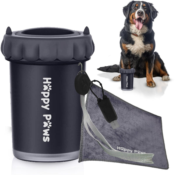 Happy Paws Portable Dog Paw Cleaner, Dog Paw Washer, Paw Muddy Paw Cleaner Medium Large Dogs- Premium Quality Pet Supplies and Accessories, Black
