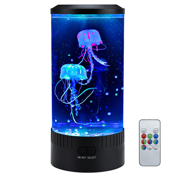TOUBIK Jellyfish Lamp LED Mood Night Light with 7 Color Changing, Remote Control Large Jellyfish Aquarium Tank Night Light to Decorate Home Office, Gifts for Kids Teens Adults, 5.11" Dia x 11.41" H