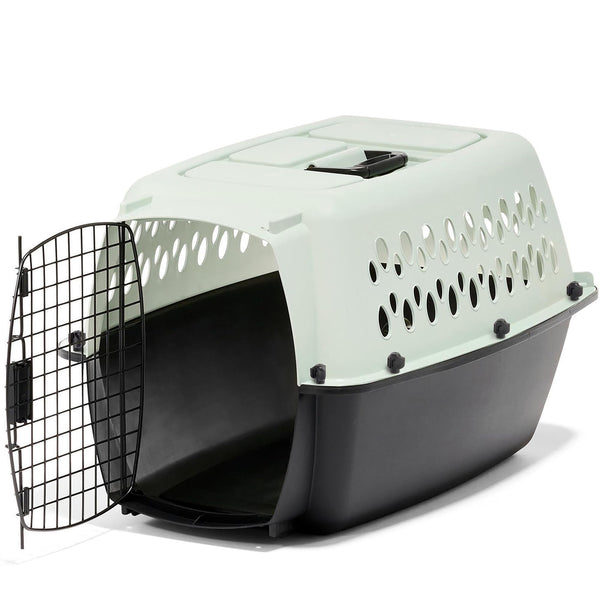 Petmate Pet Porter Fashion Dog Kennel - Crate for Pets 15-20 lbs - Airline Approved Pet Carrier - Durable Plastic Shell - For Home and Travel - Made in USA - 24 Inches - Pale Aqua and Black