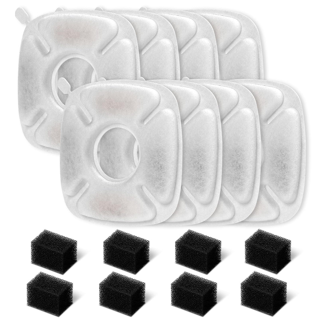 Redoso 8 Pack Replacement Filters & 8 Pack Replacement Pre-Filter Sponges for Veken 95oz/2.8L Bellflower Pet Fountain Cat Water Fountain Dog Water Dispenser