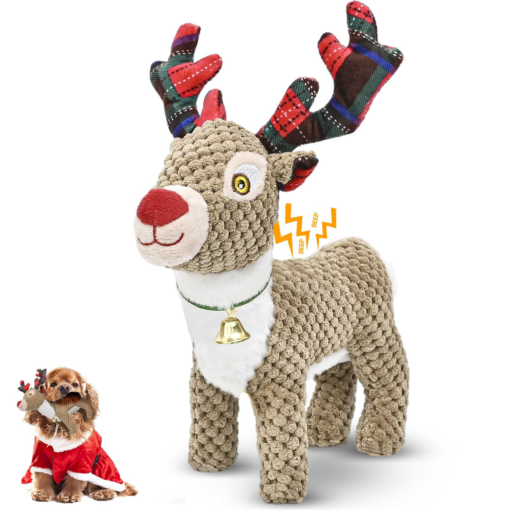 ZGZZPETT Christmas Dog Toys for Large Breed, Plush Squeaky Stuffed Animals Interactive Medium & Small Dog Toys, Funny Cute Puppy Toys, Dog Birthday Gifts for Dog Presents