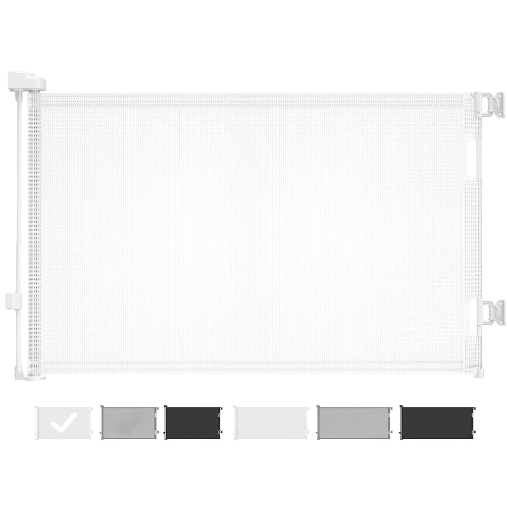 Cumbor Retractable Baby Gates, Mesh Dog Gate for The House, Baby Essentials Extends to 55" Wide, Wide Pet Gate 33" Tall, Long Child Safety Gates for Stairs, Doorways, Hallways, Indoor/Outdoor(White)