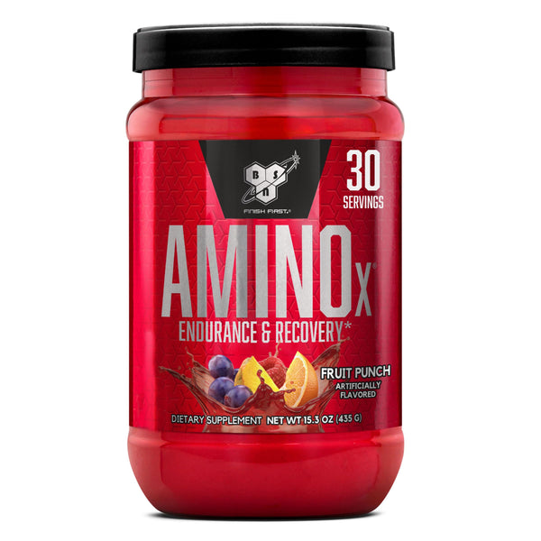 BSN Amino X Muscle Recovery & Endurance Powder with BCAAs, Intra Workout Support, 10 Grams of Amino Acids, Keto Friendly, Caffeine Free, Flavor: Fruit Punch, 30 servings (Packaging May Vary)