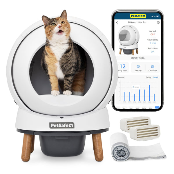 PetSafe ScoopFree SmartSpin Self-Cleaning Cat Litter Box - Advanced Odor Control Technology, App Controlled with Health Monitoring