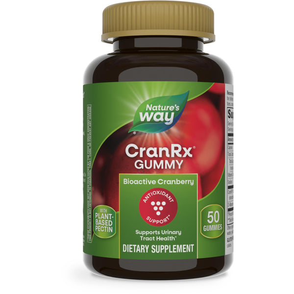 Nature's Way CranRx Cranberry Gummies, Urinary Tract Health Support*, 100% Whole Cranberry Fruit Concentrate with D-Mannose, Vitamin C, 50 Gummies (Packaging May Vary)