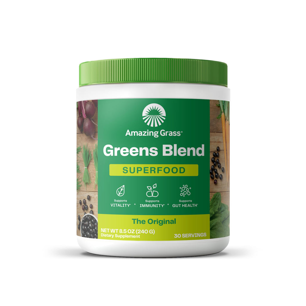 Amazing Grass Greens Blend Superfood: Greens Powder Mix for Energy, with Organic Spirulina, Chlorella, Beet Root Powder, Digestive Enzymes & Probiotics, Original, 30 Servings (Packaging May Vary)