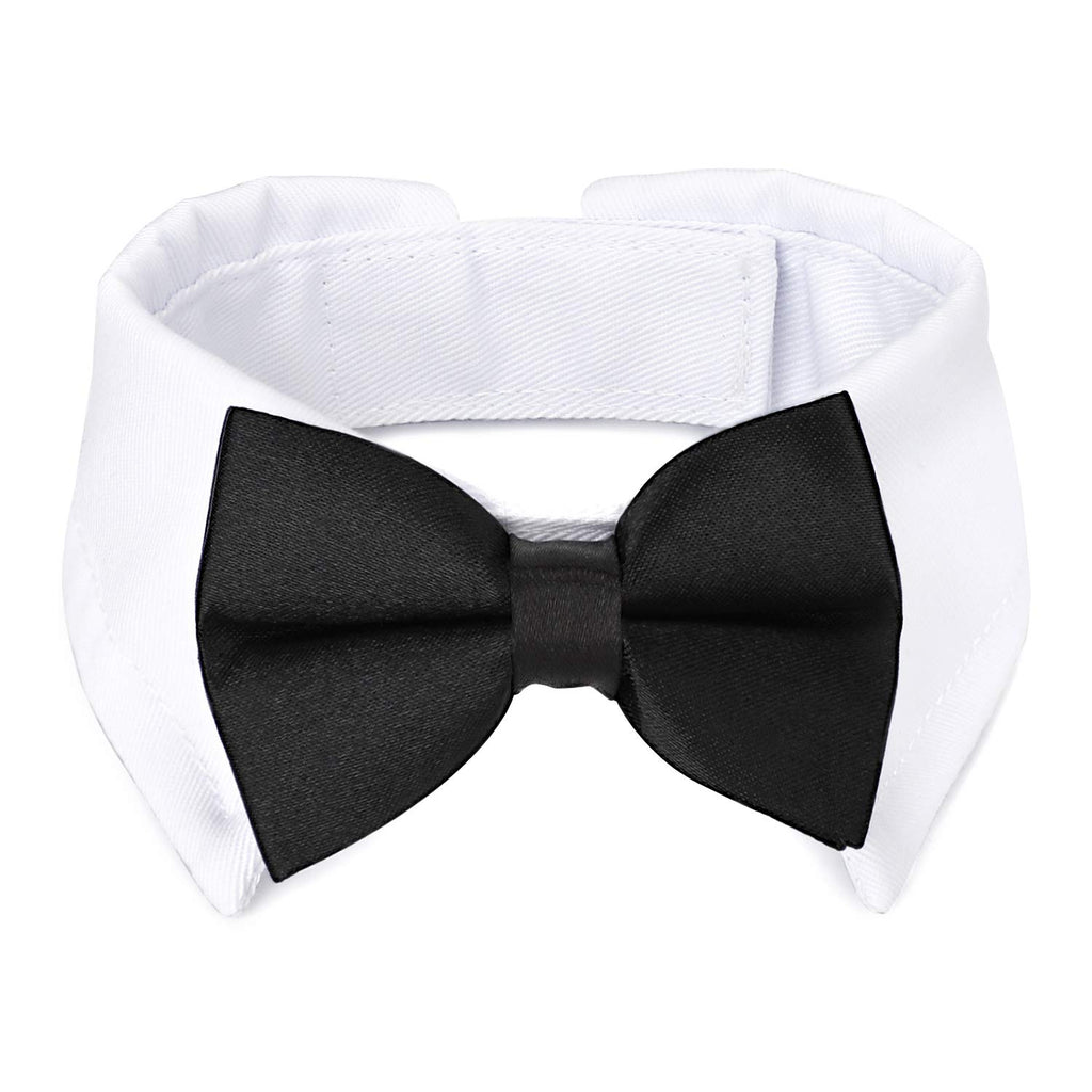 Segarty Dog Tuxedo Bow Tie Collar - Black Bowtie With Handcrafted Adjustable White Formal Pet Cats Necktie for Medium Large Boy Dogs - Wedding Grooming Bows Birthday Gift
