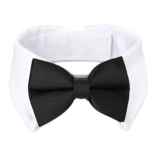 Segarty Dog Tuxedo Bow Tie Collar - Black Bowtie With Handcrafted Adjustable White Formal Pet Cats Necktie for Medium Large Boy Dogs - Wedding Grooming Bows Birthday Gift