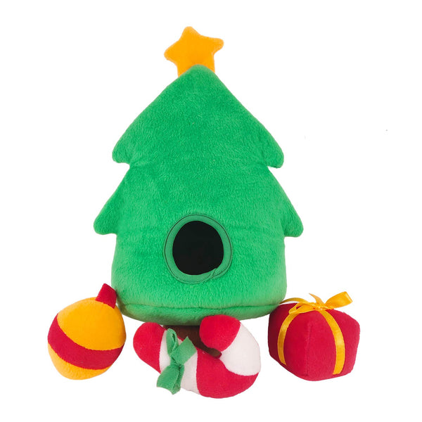 LayziePaw Christmas Dog Toys - Plush Tree Toy Set with Squeaky Hide & Seek Dog Toys