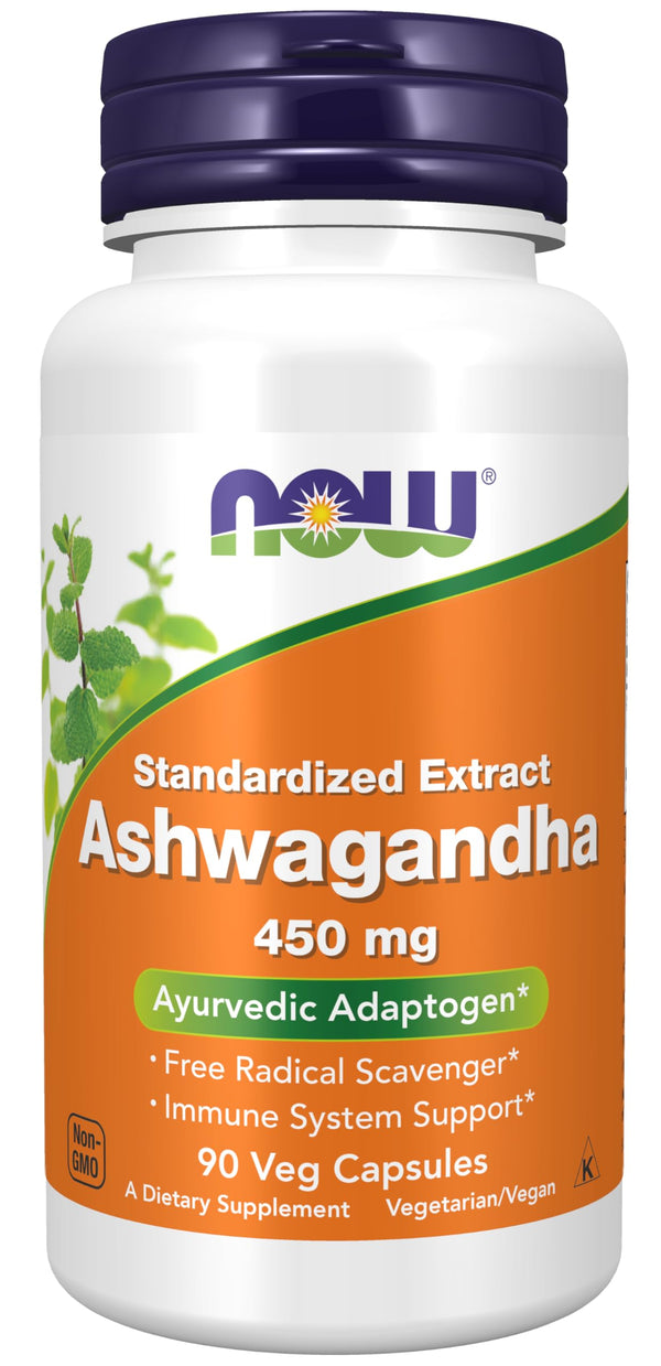 NOW Foods Supplements, Ashwagandha (Withania somnifera) 450 mg (Standardized Extract) for Immune Support ,90 Veg Capsules