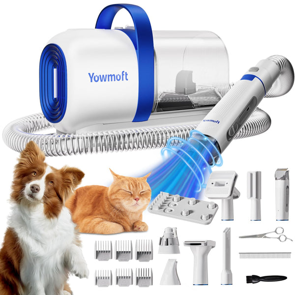 Yowmoft Dog Grooming Vacuum & Kit, 15 Pet Grooming Tools, Max 11 Kpa, 2 L Capacity, Pet Groomer for Dogs/Cats/Home